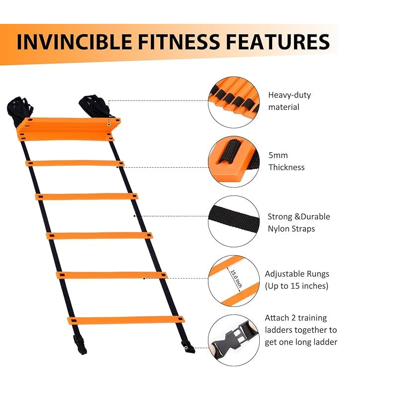 Agility Ladder Speed Training Set with Carrying Bag - Orange