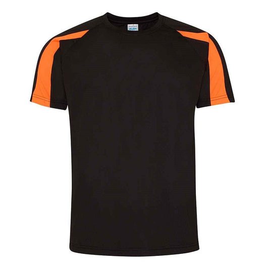 AWDis Cool Contrast Wicking T-Shirt - Jet Black/Electric Orange