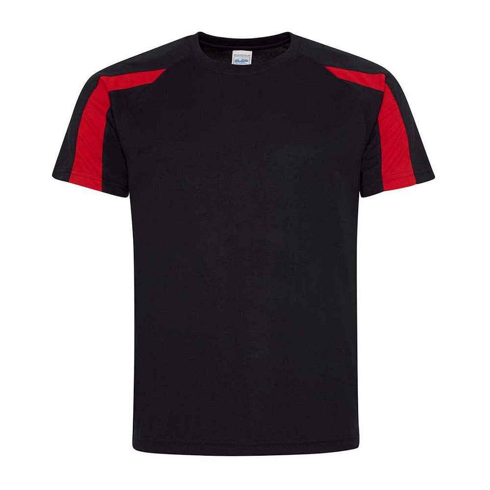 AWDis Cool Contrast Wicking T-Shirt - Jet Black/Fire Red