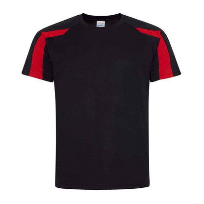 AWDis Cool Contrast Wicking T-Shirt - Jet Black/Fire Red