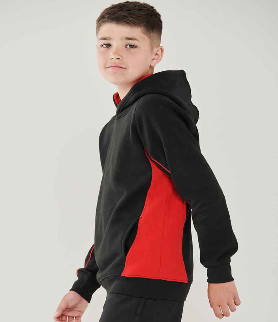 Finden and Hales Kids Contrast Hooded Sweatshirt - Black/Red