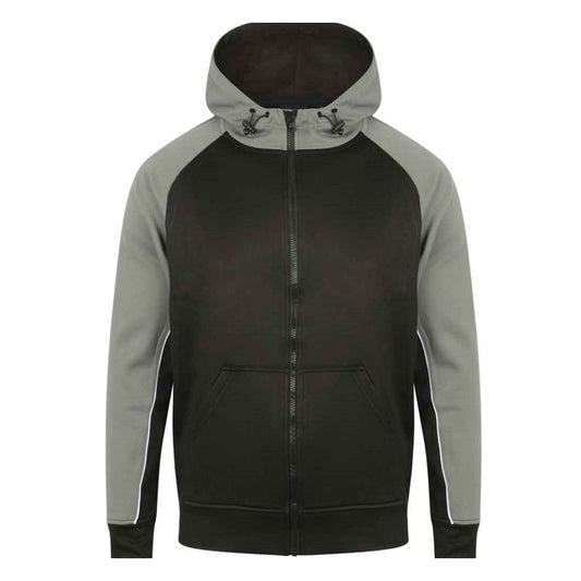 Finden and Hales Panelled Sports Hoodie - Black/Gunmetal