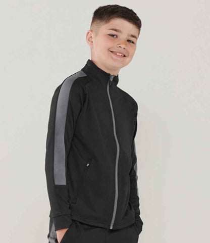 Finden and Hales Kids Knitted Tracksuit Top - Black/Gunmetal