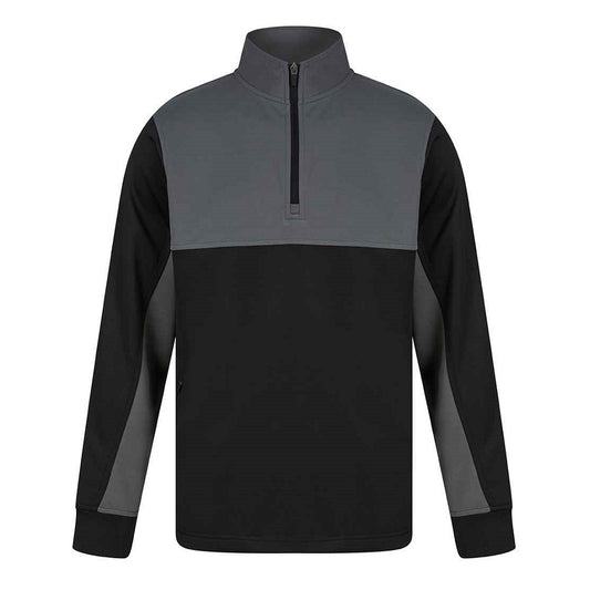 Finden and Hales Kids 1/4 Zip Tracksuit Top - Black/Gunmetal